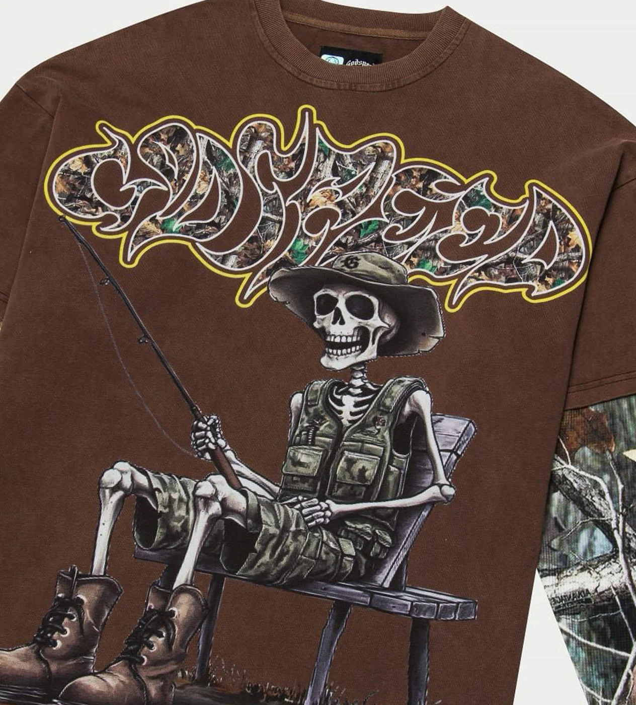 Godspeed Gone Fishing Layered L/S Tee Washed Brown - Image 3
