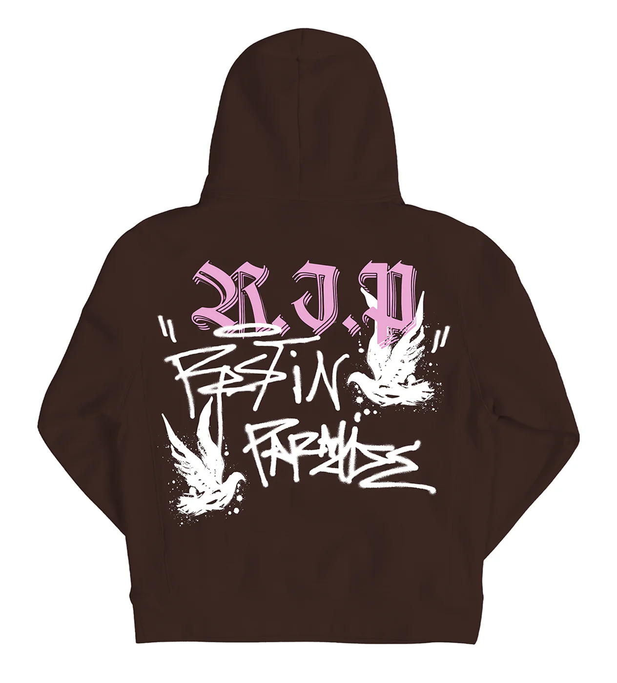 Revenge Graffiti Dove Hoodie Chocolate Brown - Image 2