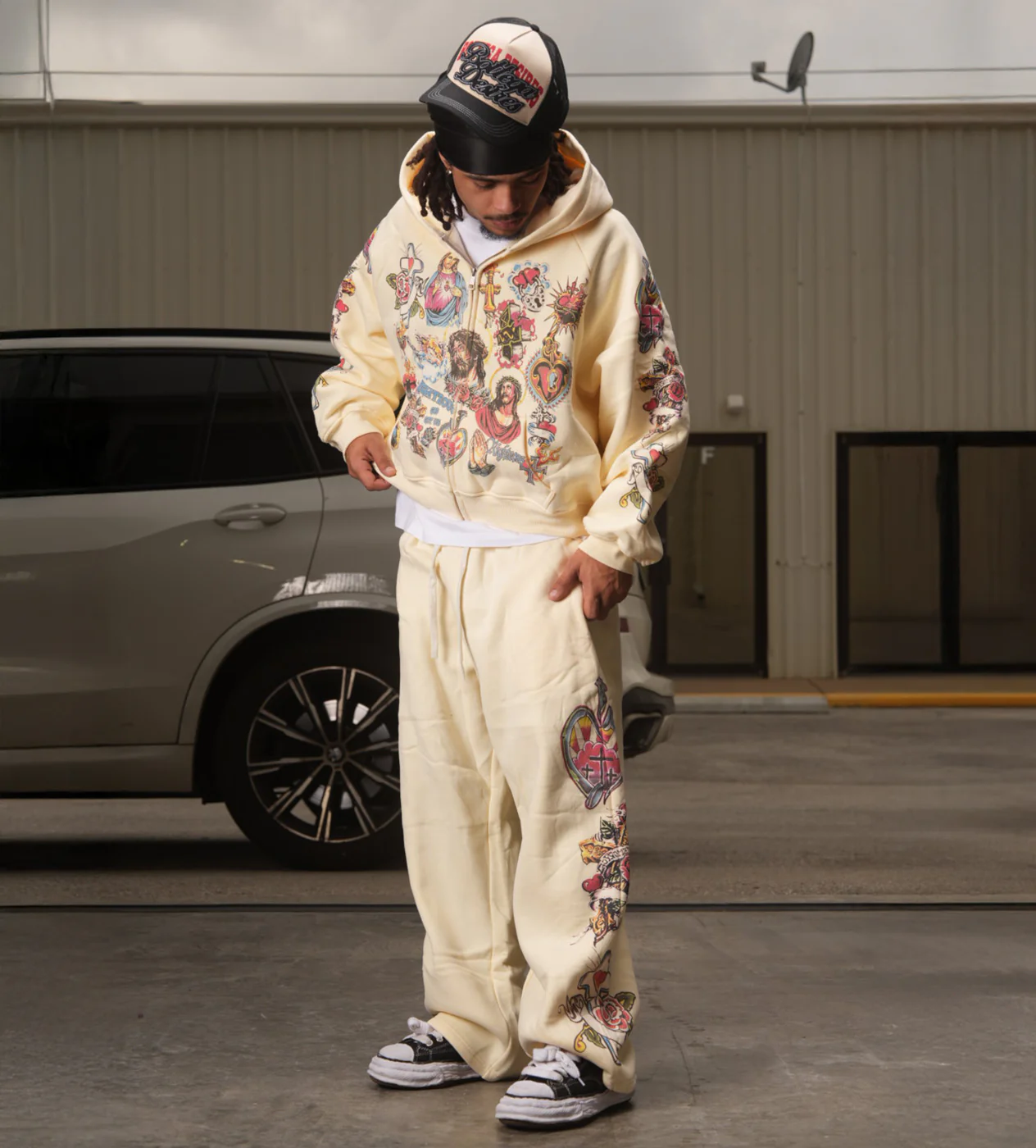 Righteous Risen King Zip Up Hoodie Cream - Image 3