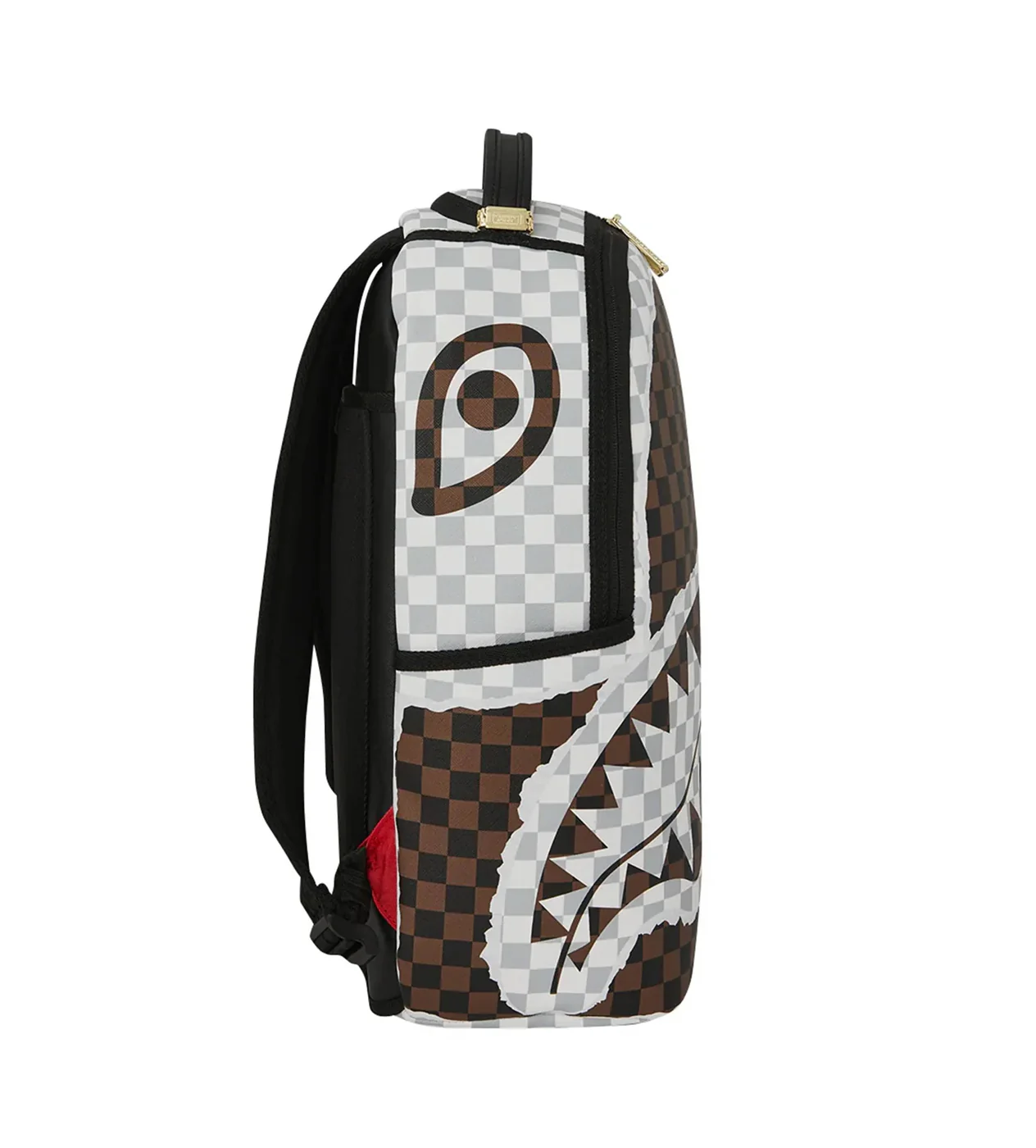 Sprayground Cream and Brown Tear Check Backpack - Image 3