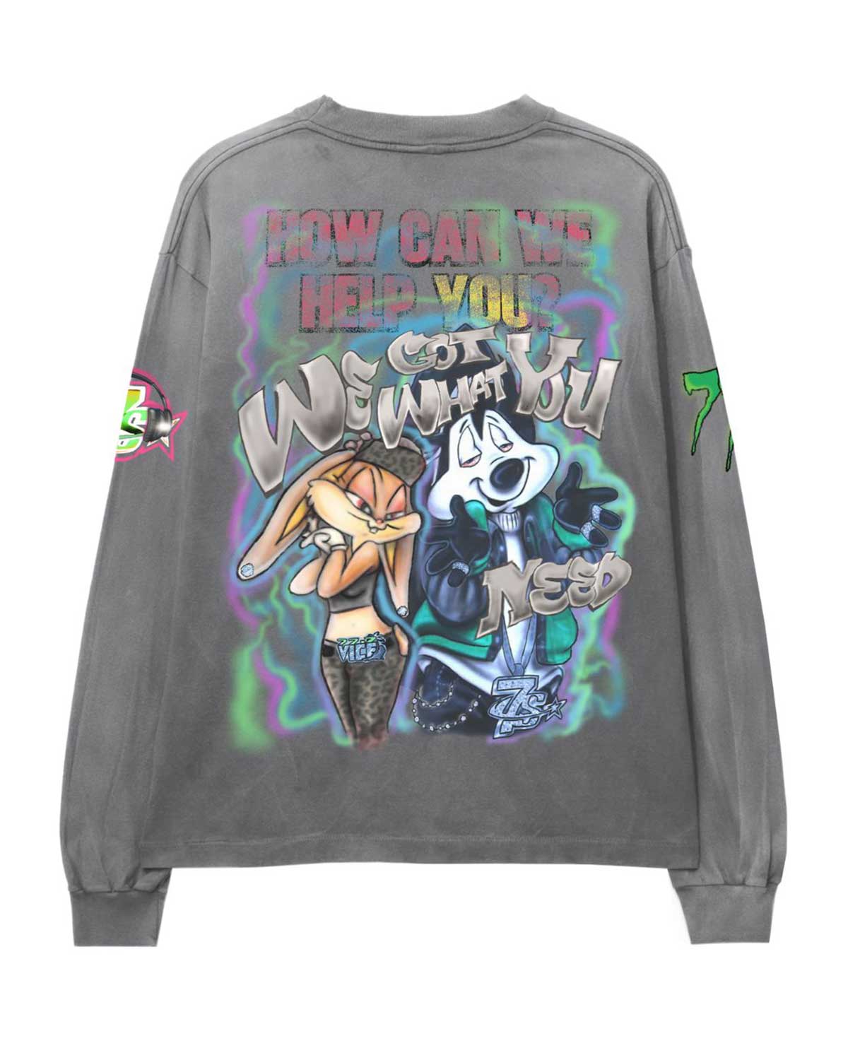 Triple Sevens Graffiti L/S Tee Concrete Grey - Image 2