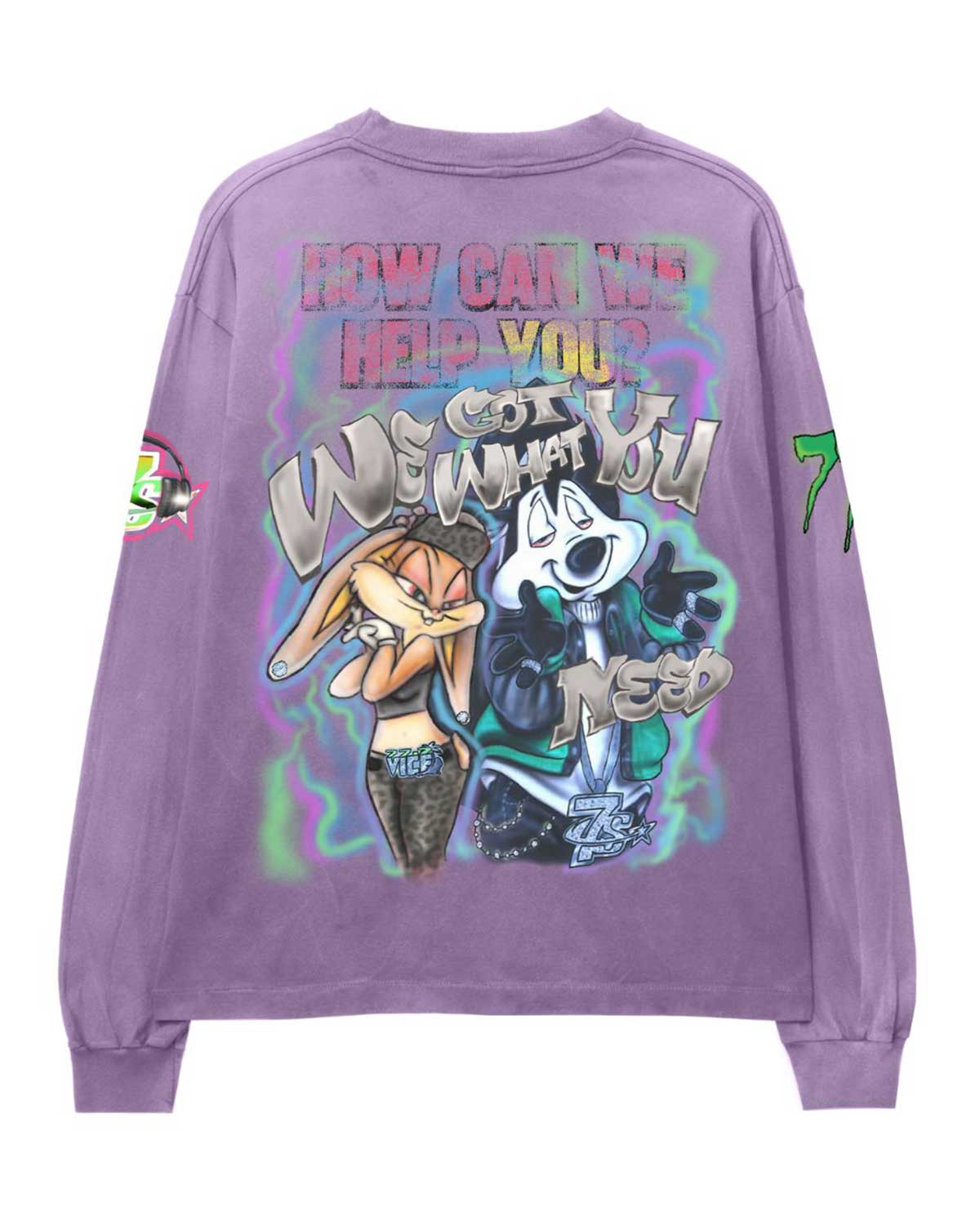 Triple Sevens Graffiti L/S Tee Purple - Image 2